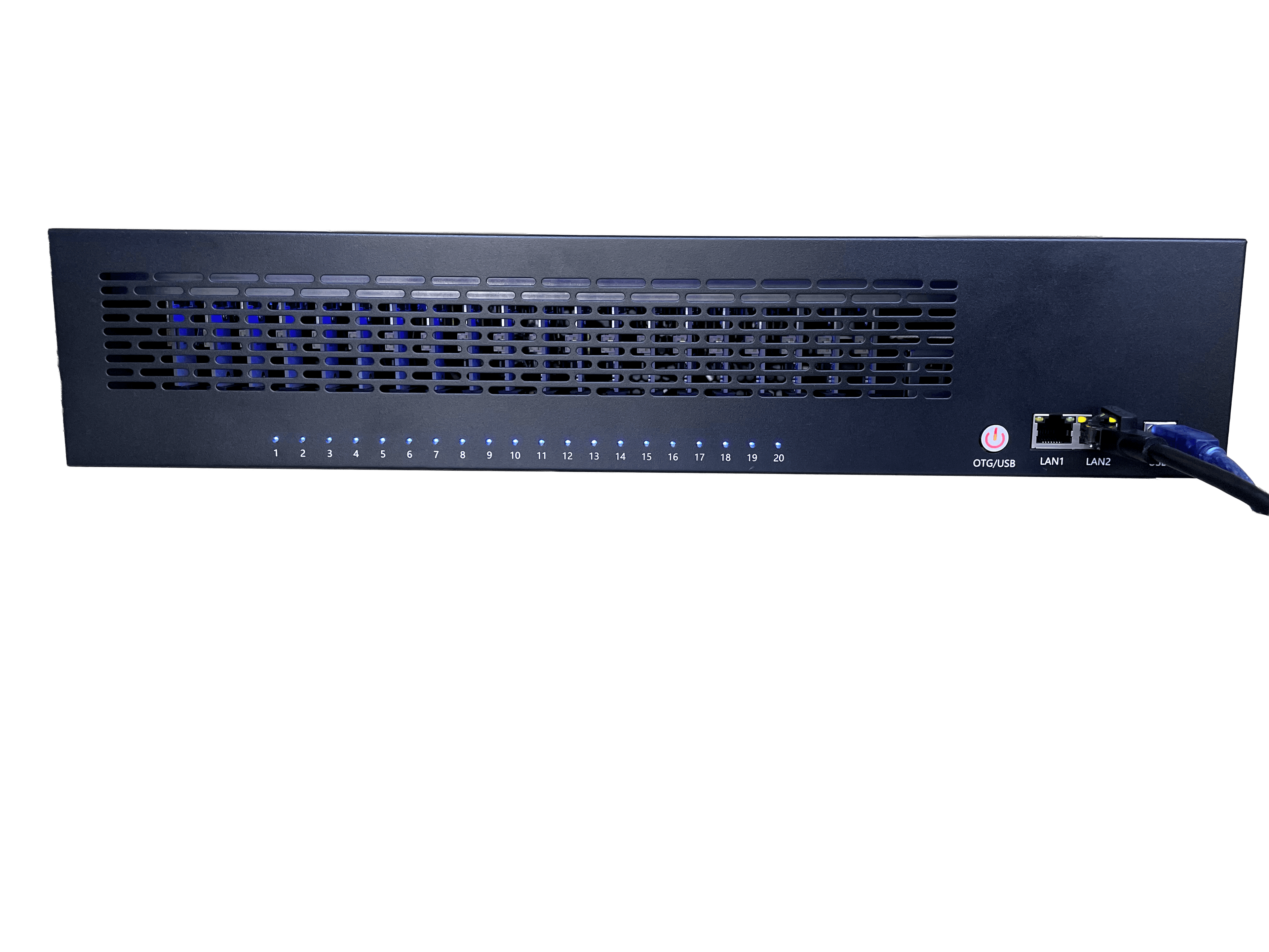 Phone Farm Box — phone farm hardware — Chassis front — status LED row