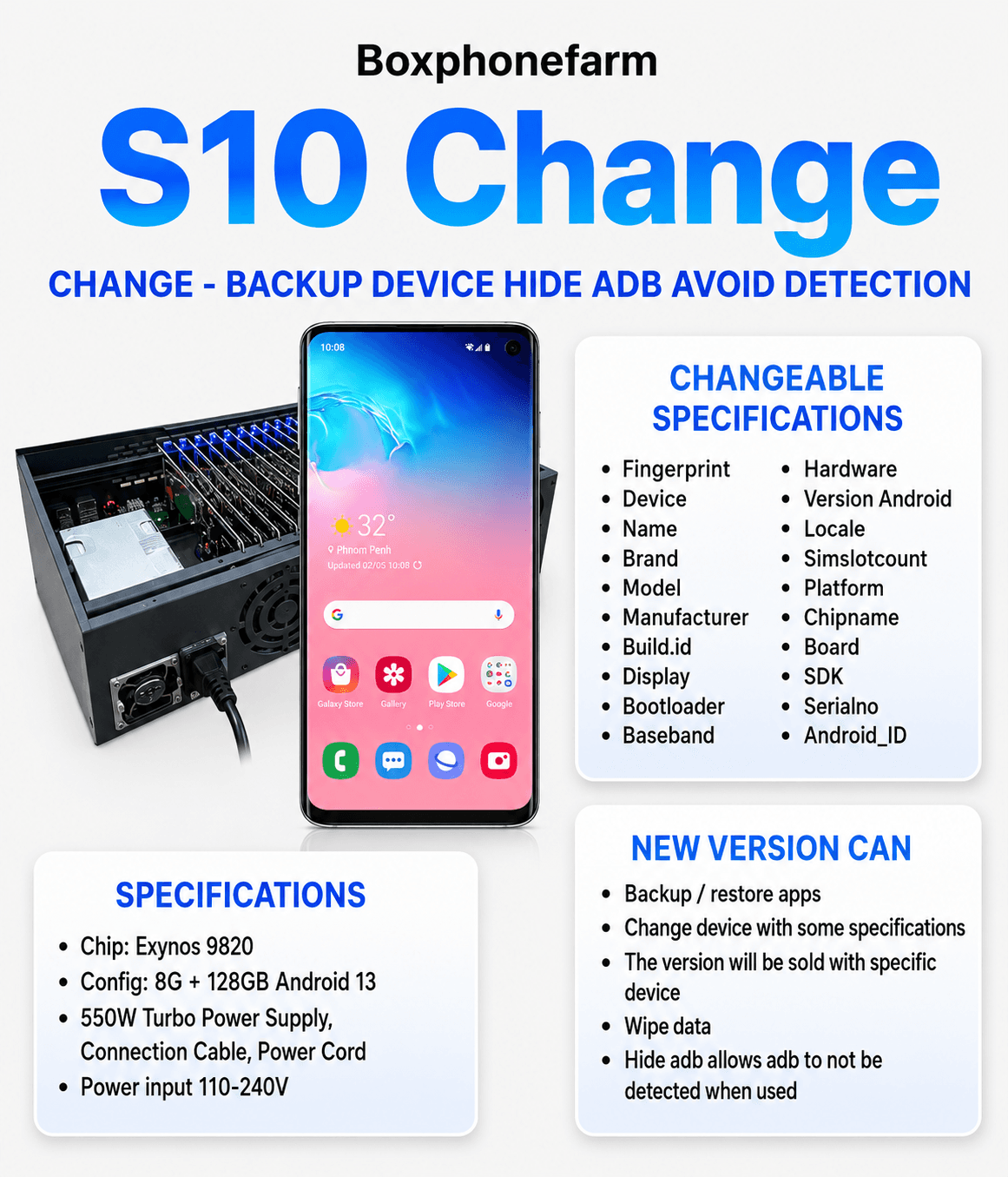 Samsung S10 — Change — USB · LAN · OTG — Black circuit board